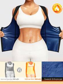 Bastudräkt för kvinnor - Högkompressionsträningsdräkt, Populär minimalistisk bastukläder för kvinnor, midjetrimmare, Tight passformande fitnessformande midja, Lämplig för gym, sport och yoga, Dragkedja för kvinnor, Dragkedjadesign, Andningsfria träningskläder - Blå - Visa 5