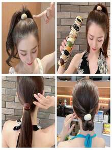 9Pcs Milk Coffee Colored Acrylic Headband Suitable For Daily Casual Use, Non Damaging Hair Rope, Same Style Headband, Headband, Hair Loop, Rubber Band Hair Accessory Suitable For Braided Hair, Ponytail Holders, Hair Elastics, Hair Rubber Bands, Scrunchies