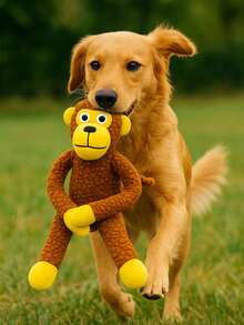 Large Plush Monkey With Squeaker Dog Chew Toy Long Legs And Arms - Rust Brown - View 4