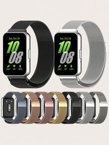1pc Correa unisex de acero inoxidable Milanese con cierre magnético, diseño de ventilación con huecos. Compatible con Samsung Galaxy Fit 3. - Galaxy Fit 3 - Ver 1