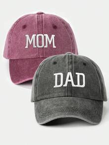 1/2pcs Dad & Mom Letter Embroidered Vintage Distressed Baseball Cap, Sun Protection Casual Hat For Couples, Suitable For Spring, Autumn, Travel, Beach, Party - Embroidery - View 10