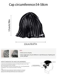 1 件条纹可爱粉色无檐小帽，百搭休闲针织帽，弹力秋冬男女通用无檐小帽 - 彩色 - 查看 4