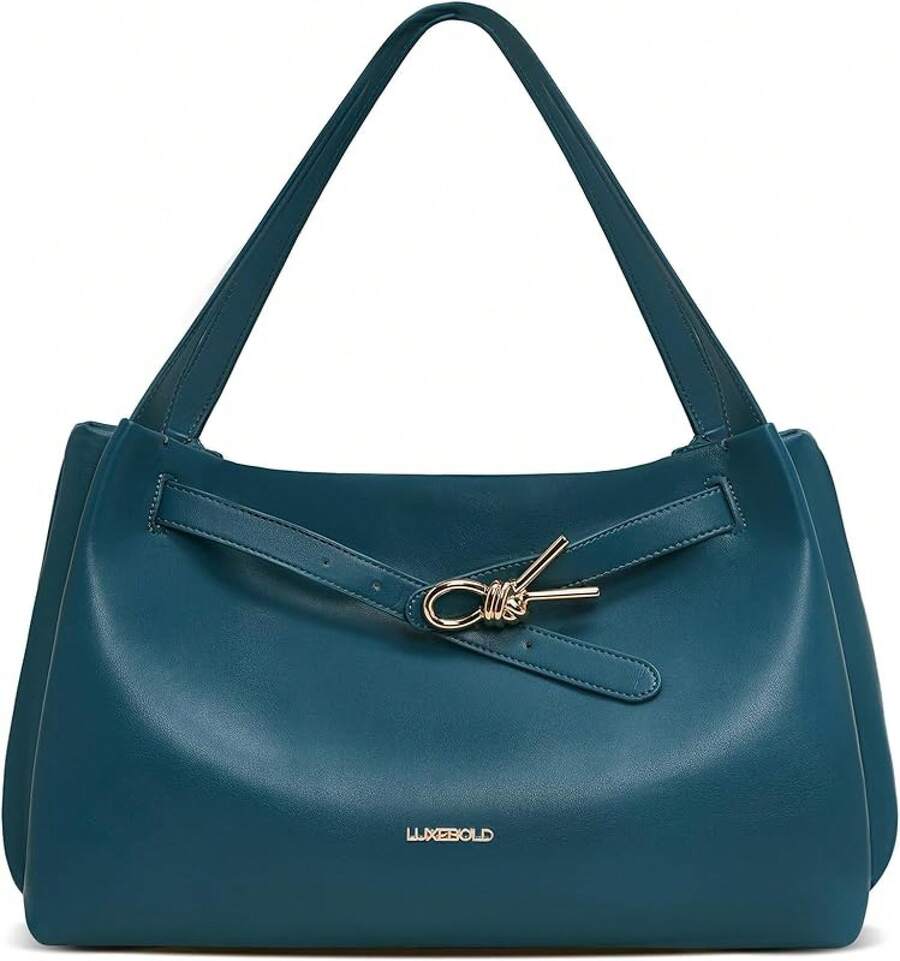 Suitable For Women's Hobo Bag Soft Shoulder Bag Casual Handbag With Belt Detail Design - Màu xanh Ma-rốc - Xem 1
