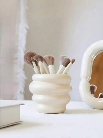 Portaspazzole per trucco a forma di barattolo di miele, supporto per cosmetici bianco latte carino, scatola portaoggetti per la bellezza, ottimo regalo per compleanni, decorazione per la casa