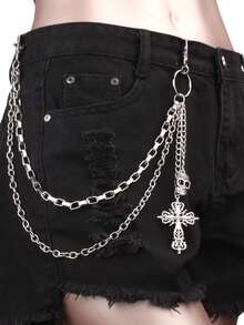1Pc Personalized Hip-Hop Rhinestone Red Spider Pendant Metal Multi-Layer Pants Chain Versatile Jeans Accessory