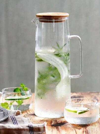 1pc 1500ml Glass Cold Water Pitcher, High Quality Large Capacity Home Glass Water Carafe, Tea/Juice Beverage Dispenser, Not For Hot Water, Suitable For Graduation Gifts, Bachelor Party Gifts, Bridesmaid Gifts, Father's Day Gifts, Halloween Decor, Halloween Gifts