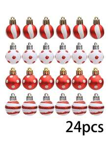 24 Stücke 3cm bemalte glitzernde Plastik Weihnachtskugeln, Weihnachtsdekoration, Weihnachtsbaumschmuck, Mini bemalte Weihnachtskugeln 24 Stücke, Weihnachtsgeschenke, Heimdekoration, Kranz DIY Hängeaccessoires Weihnachtsdekoration Zuhause Weihnachtsgeschenke Weihnachtsdekoration - Verschiedenfarbig - Übersicht 10