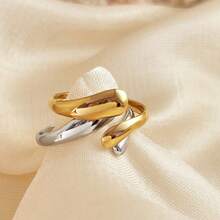 New 18K Stainless Steel Fashion Ring, The Opening Design Can Be Adjusted In Size - 3-dourado - View 2