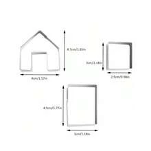 3件/套，圣诞迷你房子形状饼干刀套装，制作圣诞小房子饼干模具，由3块不锈钢组成，适合在家庭和厨房中烘焙圣诞童话！ - 銀色 - 查看 6