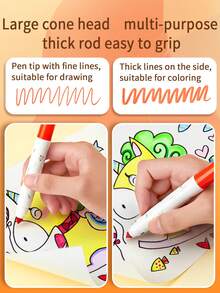 1 pieza Touchmark 12/24/36 Colores Diseño de punta de cono Fácil de lavar Bolígrafos de acuarela, Suministros de arte para escuela primaria, Marcadores, Bolígrafos para dibujar, Bolígrafos para grafiti, Bolígrafos de marcado diario, Bolígrafos de acuarela lindos, Útiles escolares - Pluma de acuarela con sello - Ver 2