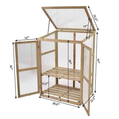 Portable Wooden GreenHouse Cold Frame Garden Raised Plants Shelves Protection
