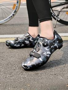 专业 SPD 男女通用骑行鞋，兼容 Peloton 室内公路自行车骑行鞋，男女款均可安装三角鞋夹，适用于户外脚踏板，防滑耐磨，轻便舒适 - camouflage gray - 查看 5