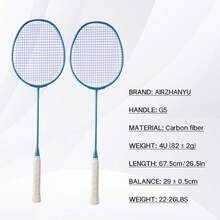 Badminton Rackets,Badminton Racket Set,Ultra Lightweight 82g Composite Carbon Fiber Attack And Defense Integrated Racket,Including 2 Rackets,2 Shuttlecocks,And 1 Ball Bag - Blue - View 6