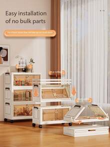 1 szt. 50 cm/19,69 cala szerokości składana szafka do przechowywania, szafa do przechowywania, składana szafa z podwójnymi drzwiami, 1-6 warstw (opcjonalnie), pogrubiona szafka do przechowywania z podwójnymi drzwiami i kółkami, regał do przechowywania w domu, nie wymagający montażu, plastikowa składana szafka do przechowywania ubrań i zabawek