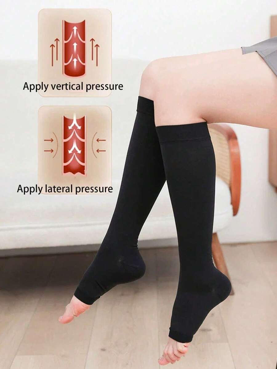 Unisex Knee-High Compression Socks For All Seasons | Prevents Deep Vein Thrombosis & Relieves Varicose Veins | Slimming Open-Toe Support Stockings", Y2k