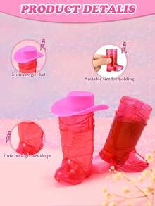 24pcs Plastic Mini Western Cowboy Hats, Cute Miniature Hats Party Favors, Toy Doll Dress Up Play, Cowboy Hat And Boot Cups, Party Supplies, Suitable For Cowboy Themed Birthday Decor And Bachelorette Party Gifts, Great For Birthday, Wedding, New Year, Christmas, Valentine's Day Decorations (Shoes Not Included) - Multicolor - View 5