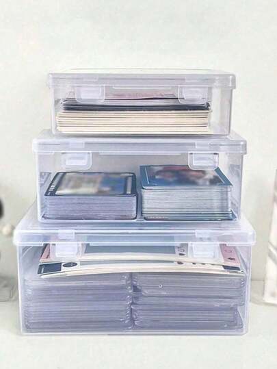 1 pieza Caja de almacenamiento de plástico transparente rectangular, para guardar piezas, joyas, anzuelos de pesca, componentes electrónicos, exhibición de escritorio de doble tapa