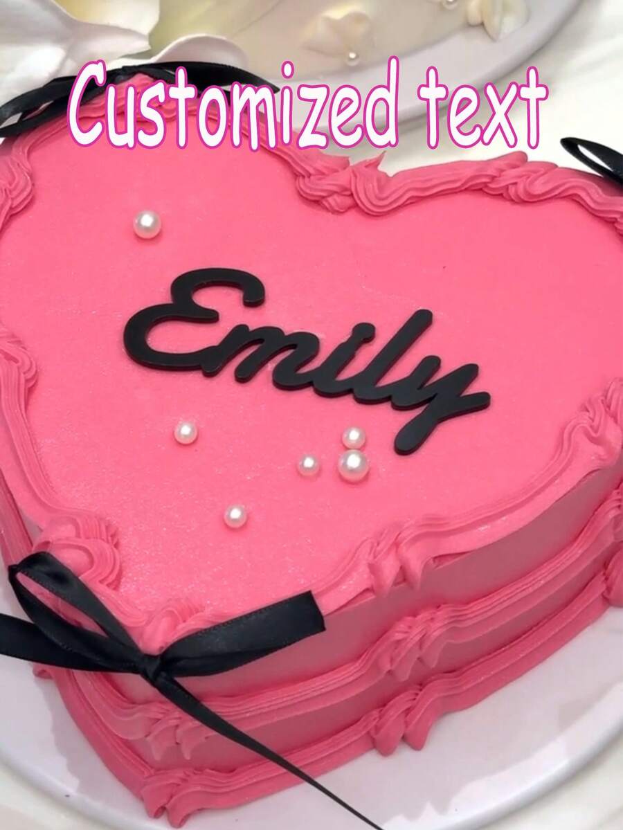 1pc Personalized Acrylic Cake Top Decoration, Custom Laser Tailoring Name, Cake Decoration, Birthday Party Supplies, Black/Pink/Blue/White To Choose From Without Power Supply - Multicolor - View 1