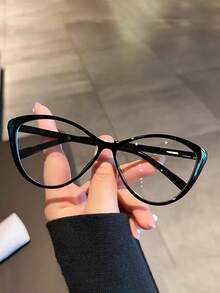 Visivana 1對黑色貓眼透明眼鏡，復古玳瑁花紋，女款復古Y2K時尚，日常/通勤/海灘，商務休閒禮物，優雅現代返校配件 - 黑色 - 查看 4