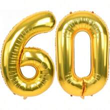 40-Inch Large Number Balloons 10 20 30 40 50 60 70 80 90-Year-Old Adult Birthday Anniversary Decoration Supplies Gold Aluminum Foil Balloons Individually Wrapped For Party Decorations, Birthday Balloons