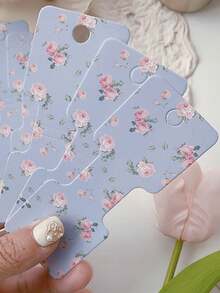 20/50pcs Cute Mini Flower Jewelry Display Card, Pink Hair Accessories Display Card Packaging, Small Business Supplies Organizer For Necklace, Bracelet, Hair Tie Packaging