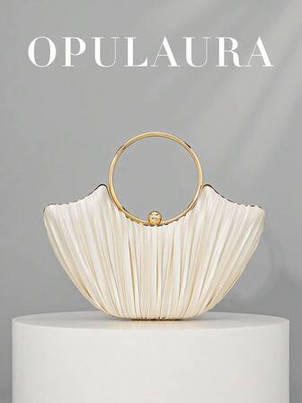 OpulAura Women's Metallic Luxury Evening Clutch Bag, Elegant Leather Party Handbag, Glitter Formal Clutch Purse For Gown, Ball, Wedding, Bridesmaid, Birthday Dress Accessory , New Year ,Wedding