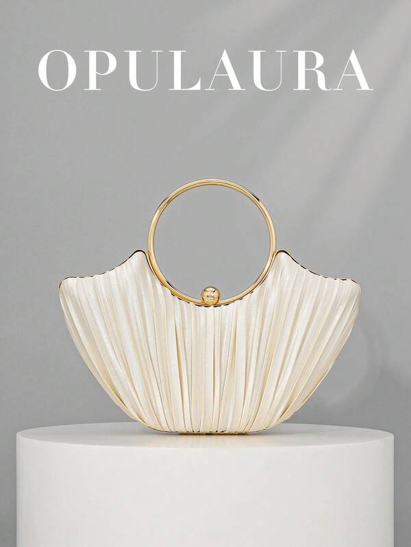 OpulAura Women's Metallic Luxury Evening Clutch Bag, Elegant Leather Party Handbag, Glitter Formal Clutch Purse For Gown, Ball, Wedding, Bridesmaid, Birthday Dress Accessory