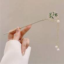Elegant Chinese Style Tassel Hair Stick, Traditional Floral Design Hair Accessory Suitable For Women's Daily Wear And Parties