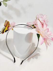 1pc French Vintage Red Rose Flower Headband Bohemian Seaside Photo Headdress Simulate Elegant Fashion Hair Accessories