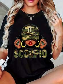100% Cotton Scorpio Girl - Birthday T-Shirt, Women Tops, Suitable For Gifts, Sizes S-3XL, 4XL, 5XL - 黑色 - 查看 1