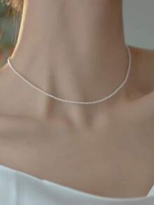 1pc French Casual Pearl Necklace, Unique Charm Clavicle Chain For Women