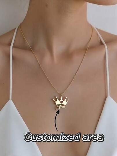 Collar con colgante de corona de princesa personalizado - Colgante de corona con nombre personalizado, elegante collar de mujer, regalo de cumpleaños/aniversario/herencia - Estilos exquisitos para uso diario y formal, diseño retro, artesanía exquisita, exclusivo para mujeres de moda, estilo simple, colgante de alta calidad, esencial para entusiastas