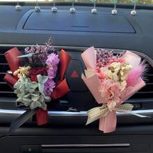 Car Air Vent Aromatherapy Decor Dried Flower Small Flower Air Conditioning Vent Fragrance Eternal Flower Dried Flower Ornament - A - View 2