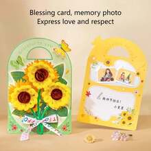 Handmade DIY Flower Greeting Cards, Festival Gift Cards. The Back Of The Cards Can Be Customized With Blessings. Suitable For Birthday, Mother's Day, Father's Day, Valentine's Day And Other Festivals. Three Sets Are Available.
