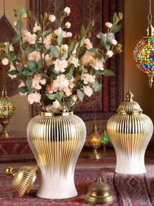 Europäischer Stil kreative minimalistische galvanisierte Goldkeramik Allzweckglas Vase, Hotel Dekoration, Hochzeit Heim Handwerkskunst minimalistische dekorative Accessoires, moderne Heimdekoration für Wohnzimmer und Schlafzimmer, zentrale Dekoration, Muttertags Geschenke, Abschlussgeschenke, Hochzeitsdekoration