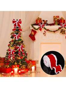 1 Stück Weihnachtsrotes Band mit weißem flauschigem Rand, perfekt zum Verpacken von Weihnachtsgeschenken, Weihnachtsbaumdekorationen, DIY Kranz-Accessoires, Weihnachtsgeschenke, Heimdekoration, Bouquet-Wickelband, perfekt für Partys und Geschenkdekorationen. Weihnachtsdekoration Raumdekoration Winter