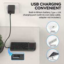 2.4G Mini Wireless Backlit Keyboard With Touchpad Mouse, Rechargeable Lithium Battery, Flashlight, Compatible With PC, HTPC, Projector, Smart TV Box - Black - View 5