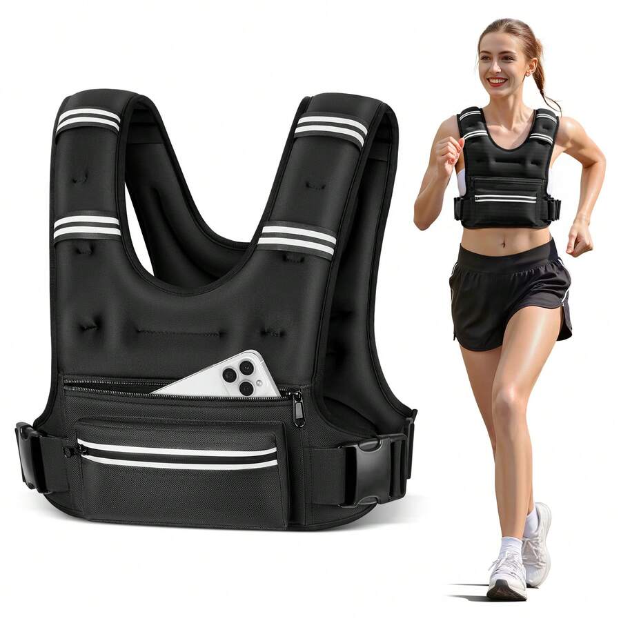 Weighted Vests For Women Men 8/12/16/20 Lb With Storage Pockets Reflective Stripe For Running Walking Workout Strength Training Fitness Gym - 12lb - View 1