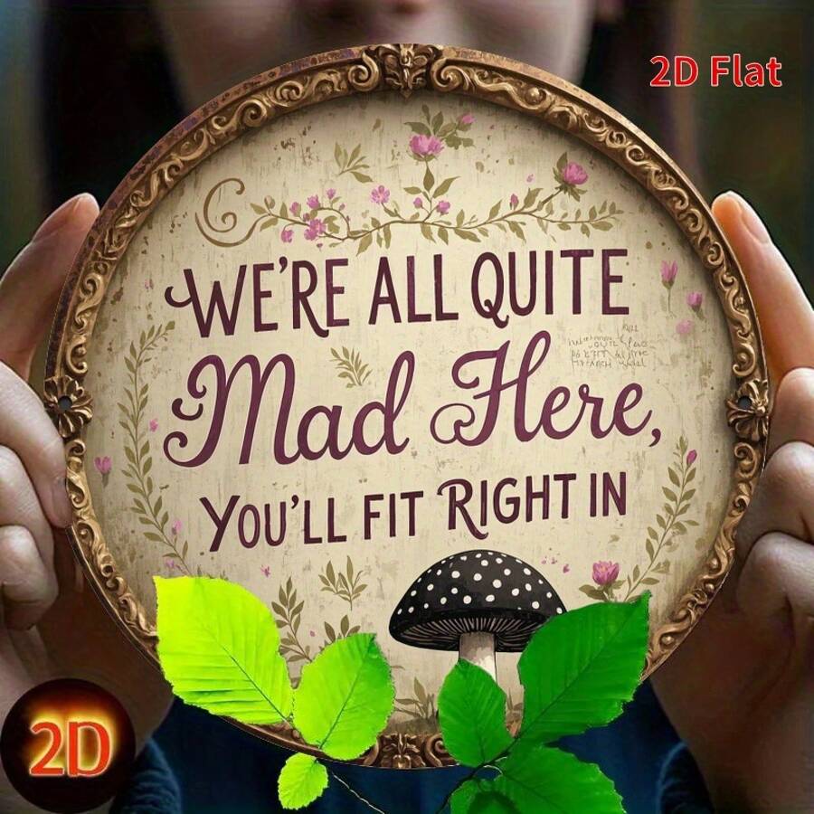 2D Flat Printing, One Piece Of Room Decoration, Vintage Unique "Everything Here Is Crazy" Retro Metal Sign - 7.8X7.8 Inches Iron Round Wall Art, Suitable For Home Bedrooms, Cafes, Offices, Seaside Villas Or Backyards - 1PC - 查看 1