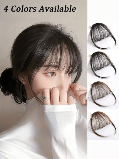 3D刘海夹式接发 - 逼真合成夹式刘海，适合日常佩戴，易于造型，外观自然，打造更丰盈蓬松的秀发，多功能女士发饰，发爪夹