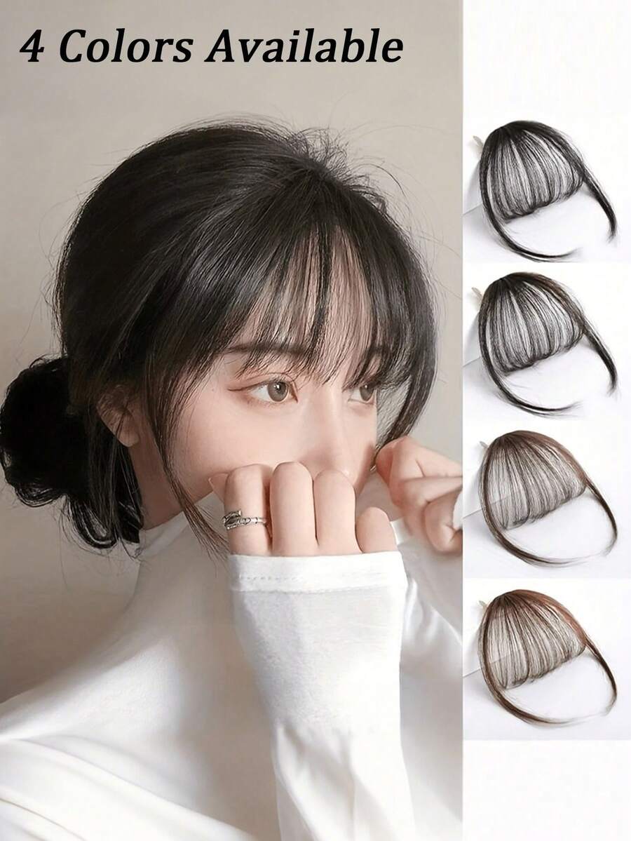 3D刘海夹式接发 - 逼真合成夹式刘海，适合日常佩戴，易于造型，外观自然，打造更丰盈蓬松的秀发，多功能女士发饰，发爪夹 - 彩色 - 查看 1