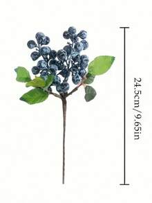 3/8/10 Pcs Blueberry Berry Simulation Plants, Plastic Berry Stems, California Blueberry Fake Berries, Suitable For Room Decoration, Mother's Day Gifts, Home Decoration, Flower Decoration, Bedroom Decoration, Holiday Decoration, Halloween, Thanksgiving, Christmas Decoration, Wedding And Engagement Decoration, Valentine's Day, Graduation Ceremony - Blue - View 3