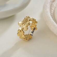 New 18K Stainless Steel Fashion Ring, The Opening Design Can Be Adjusted In Size - 17-dourado - View 5
