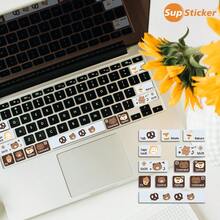 SUPSTICKER 1 片，尺寸：4.01*4.72 英寸，可爱卡通动物元素图案局部键盘装饰贴纸，适用于 13.3 英寸 Macbook Air 键盘，自粘乙烯基材质，可撕除并重复使用，美化并保护笔记本电脑键盘 - 彩色 - 查看 1