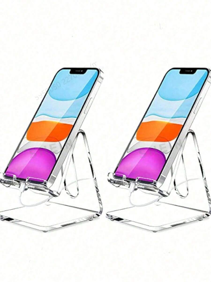 Set Of Acrylic Phone Holder, Transparent Phone Holder, Suitable For Desktop Phone Base, Transparent Phone Holder Compatible With Major Brands Of Phones