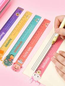6pcs/Set Cute Cartoon Animal Rulers, 15cm Wavy Line Special Rulers, Elementary Student Children's Gift Prize Rulers, Attractive Multifunctional 15cm Wavy Line Rulers, Student Stationery Small Gift Prize