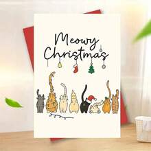 Cartão de Natal Meowy com envelope - Cartão festivo para amantes de gatos com 6 gatos adoráveis com chapéus de Papai Noel e decoração natalina, interior em branco personalizável para mensagens, perfeito para amigos e familiares, papelaria sazonal, ilustração divertida, impressão de alta qualidade, "Donos de animais de estimação" (11 cm x 16 cm) Cartão de presente de Natal "Um presente adequado para todos Um cartão adequado para presentear colegas - multicolorido - Ver 14
