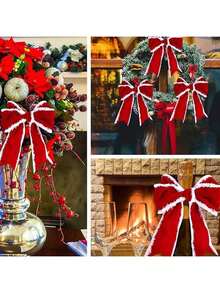 1 Stück Weihnachtsrotes Band mit weißem flauschigem Rand, perfekt zum Verpacken von Weihnachtsgeschenken, Weihnachtsbaumdekorationen, DIY Kranz-Accessoires, Weihnachtsgeschenke, Heimdekoration, Bouquet-Wickelband, perfekt für Partys und Geschenkdekorationen. Weihnachtsdekoration Raumdekoration Winter