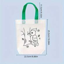 8pcs/Set Japanese Style Minimalist Cartoon DIY Pattern Graffiti Art Tote Bag, DIY Painted Document Bag - Multicolor - View 2