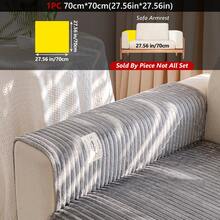 1PC Flannel Pinstripe Labeled Sofa Cushion - Non-Slip Pet-Friendly Seat Pad For 1/2/3/4-Seater Modular Sectionals, Minimalist Premium Cover With Multi-Size & Color Options